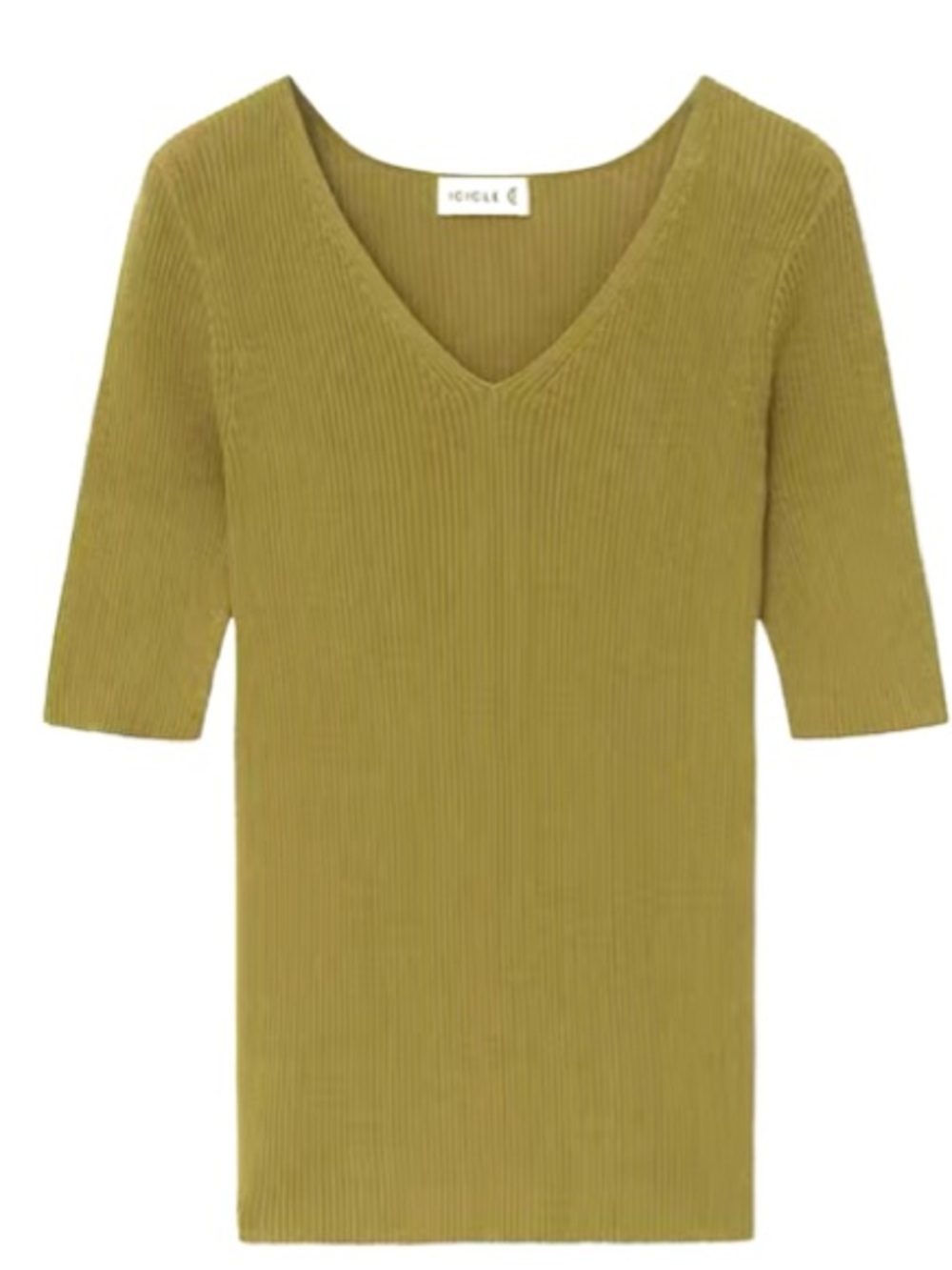 ICICLE Lime green Women’s V-Neck ribbed Knit top
